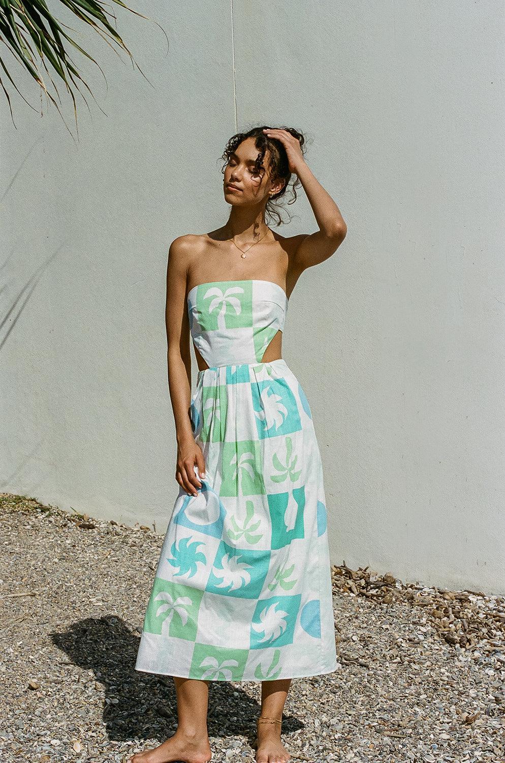 Talullah Midi Dress - Palm Tile Breeze Product Image