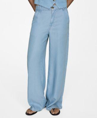 Mango Womens Wide Leg Lyocell Pants Product Image