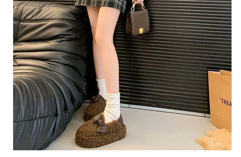 Leopard Print Platform Fleece Slip Ons Product Image