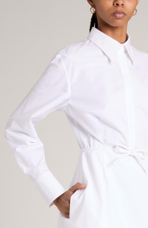 VALENTINO Bow-waist Long-sleeve Mini Shirtdress In White Product Image