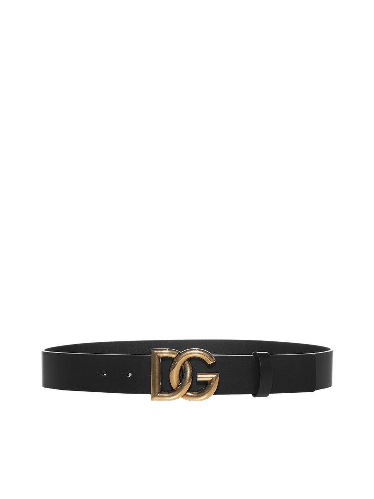 Dolce E Gabbana Mens Black Leather Belt In Nero Oro Product Image