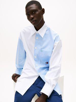 Oversized Fit Mix Stripe Poplin Shirt Product Image