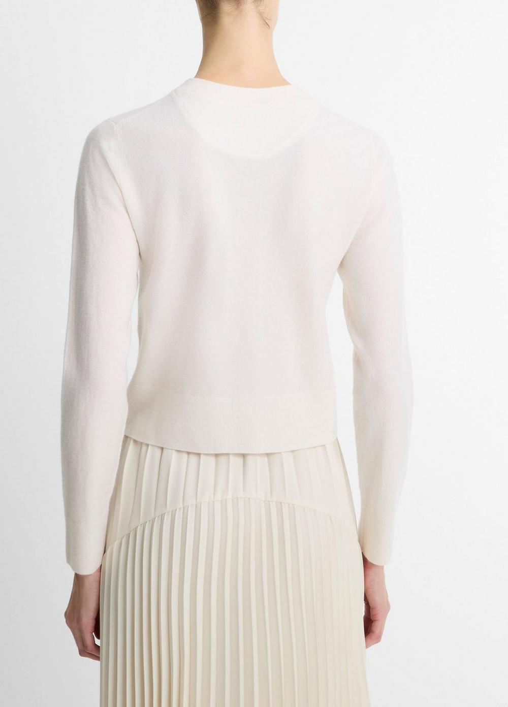 Wool & Cashmere-Blend Tipped Half-Moon Cardigan Product Image