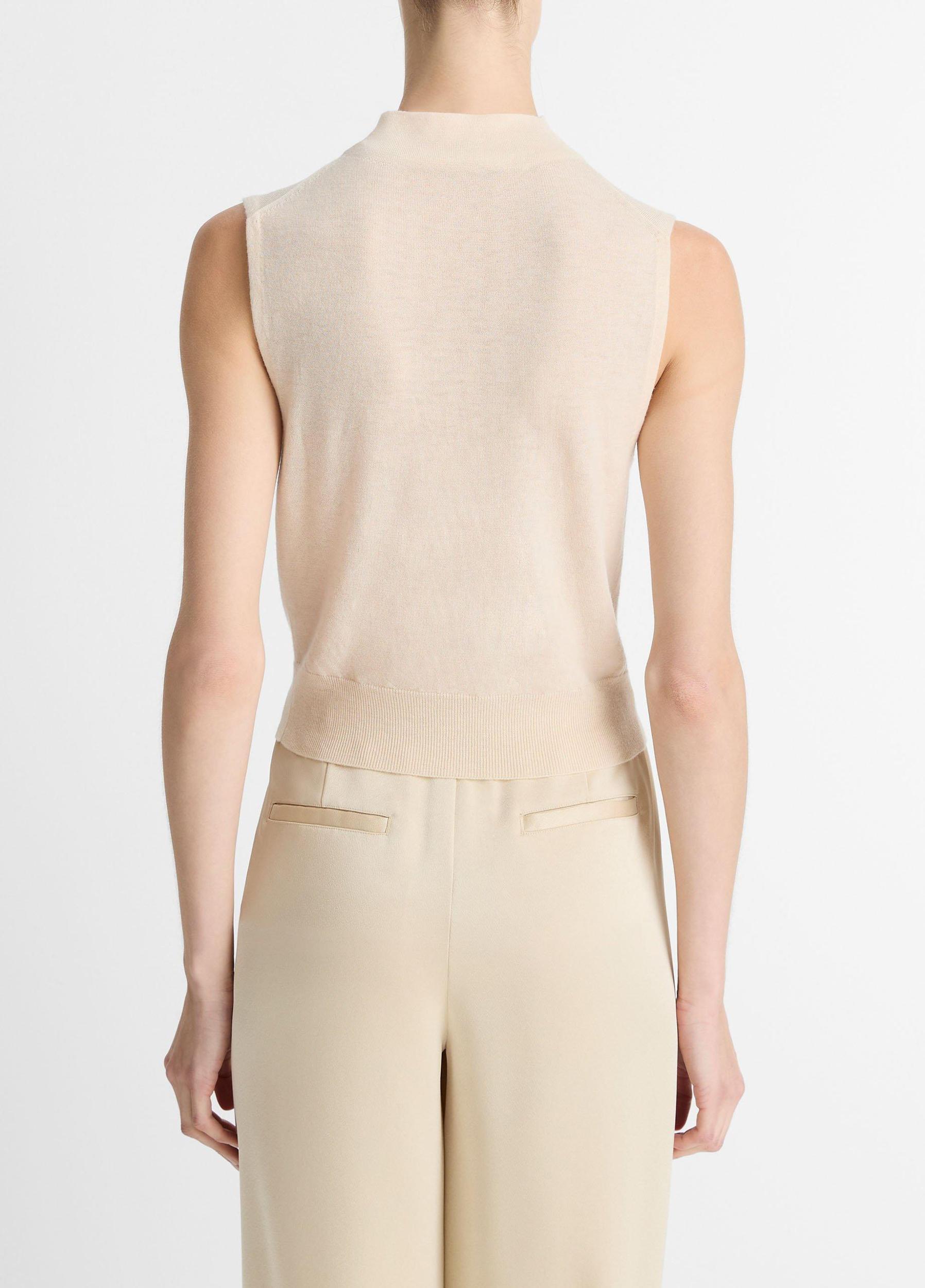 Wool-Blend Sleeveless Mock-Neck Sweater Product Image