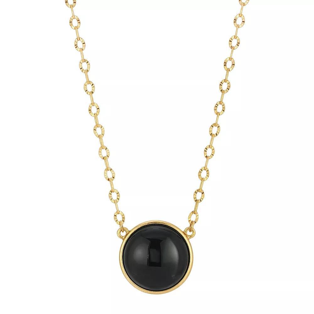 1928 Gold Tone Simulated Onyx Necklace, Women's, Black Product Image