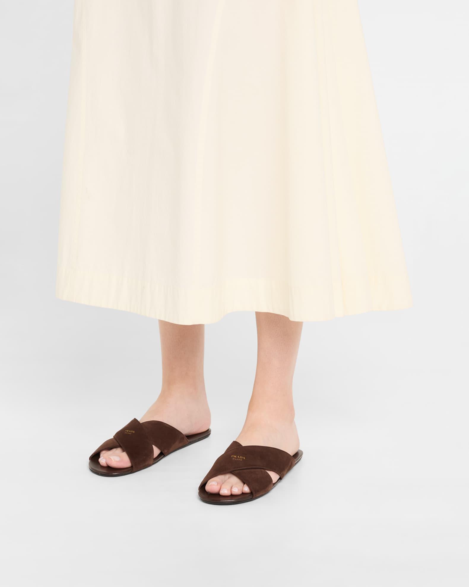 Suede Crisscross Slide Sandals Product Image