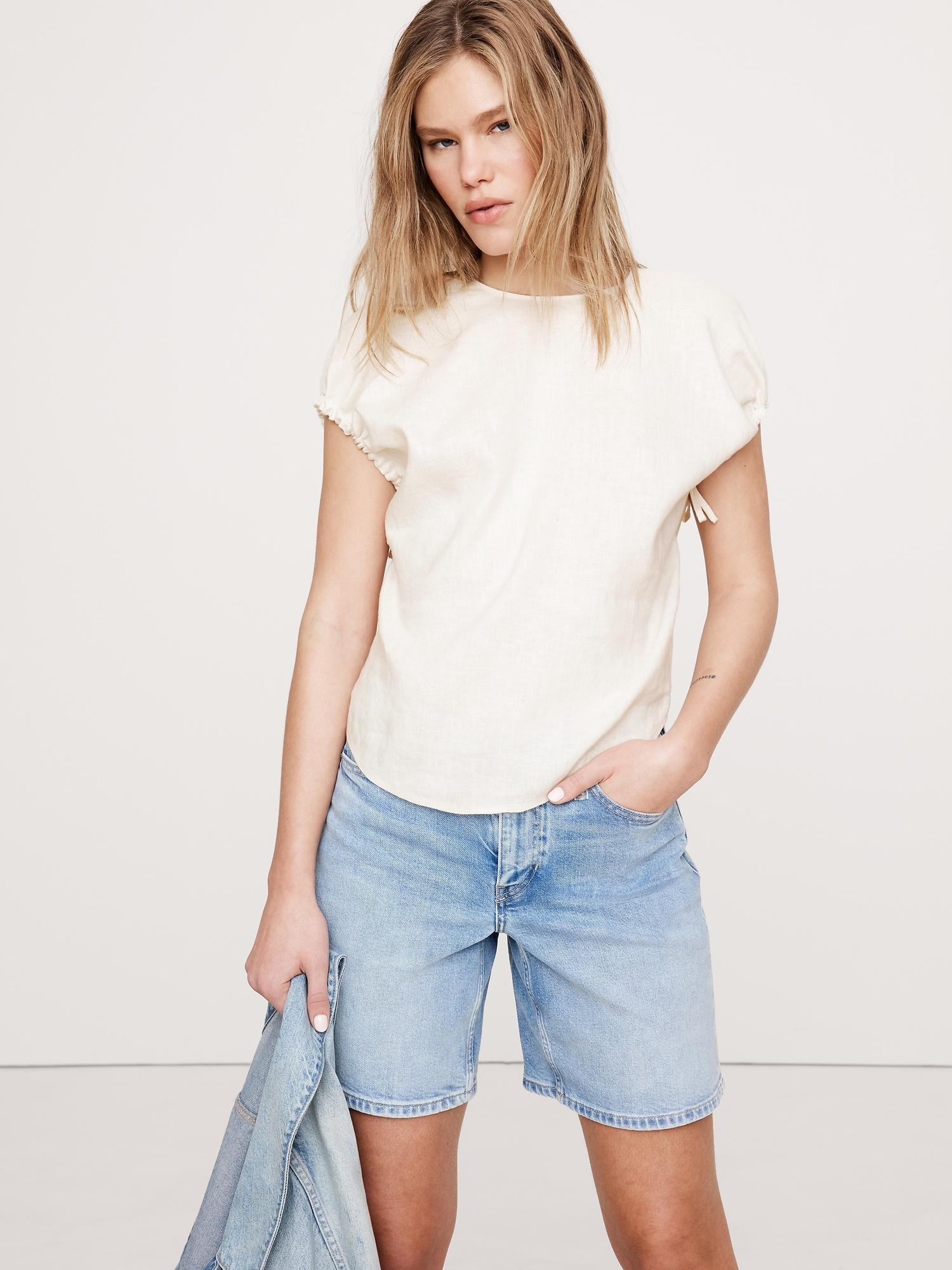 Oversized Linen Cinch Top Product Image