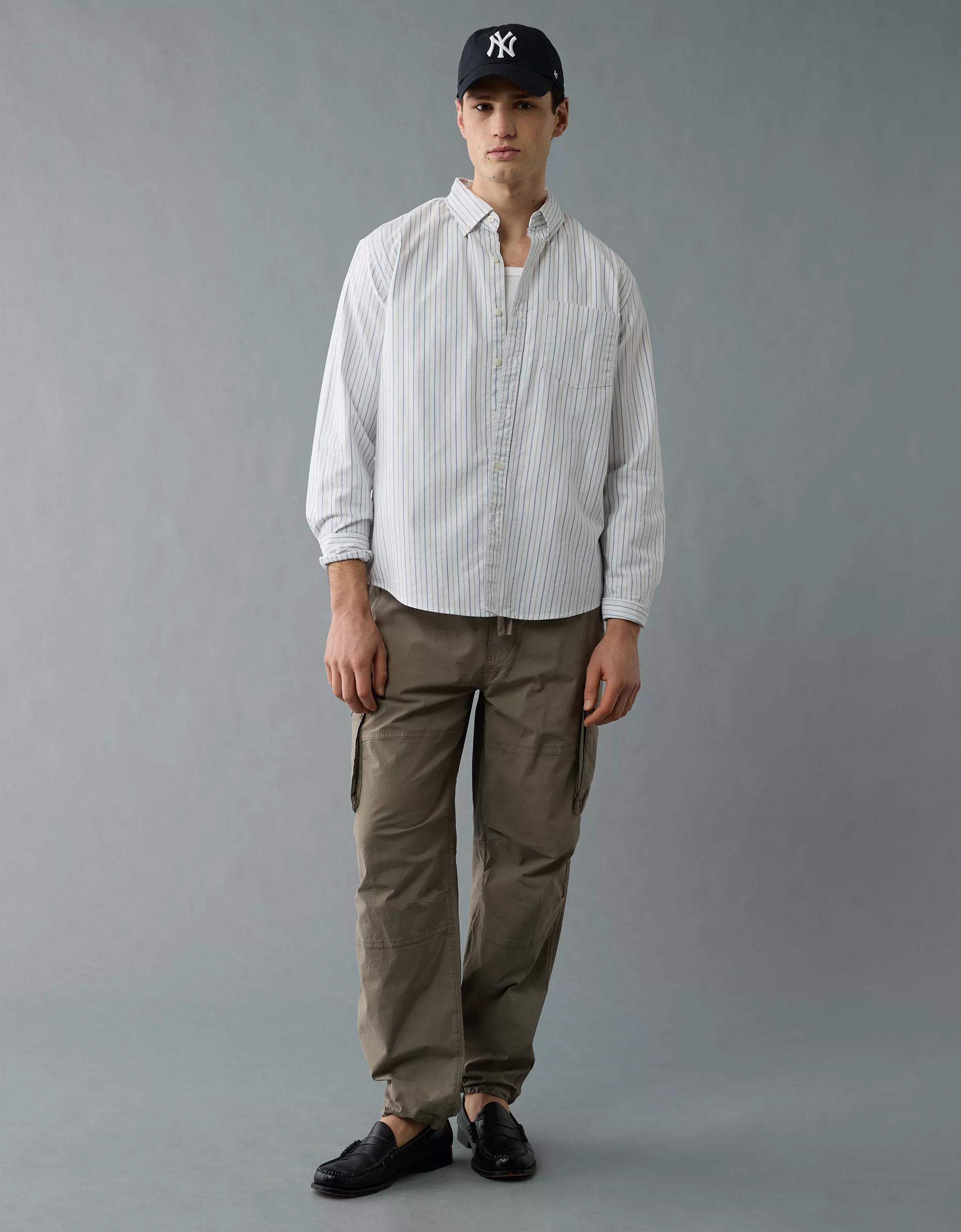 AE Everyday Oxford Striped Button-Up Shirt Product Image