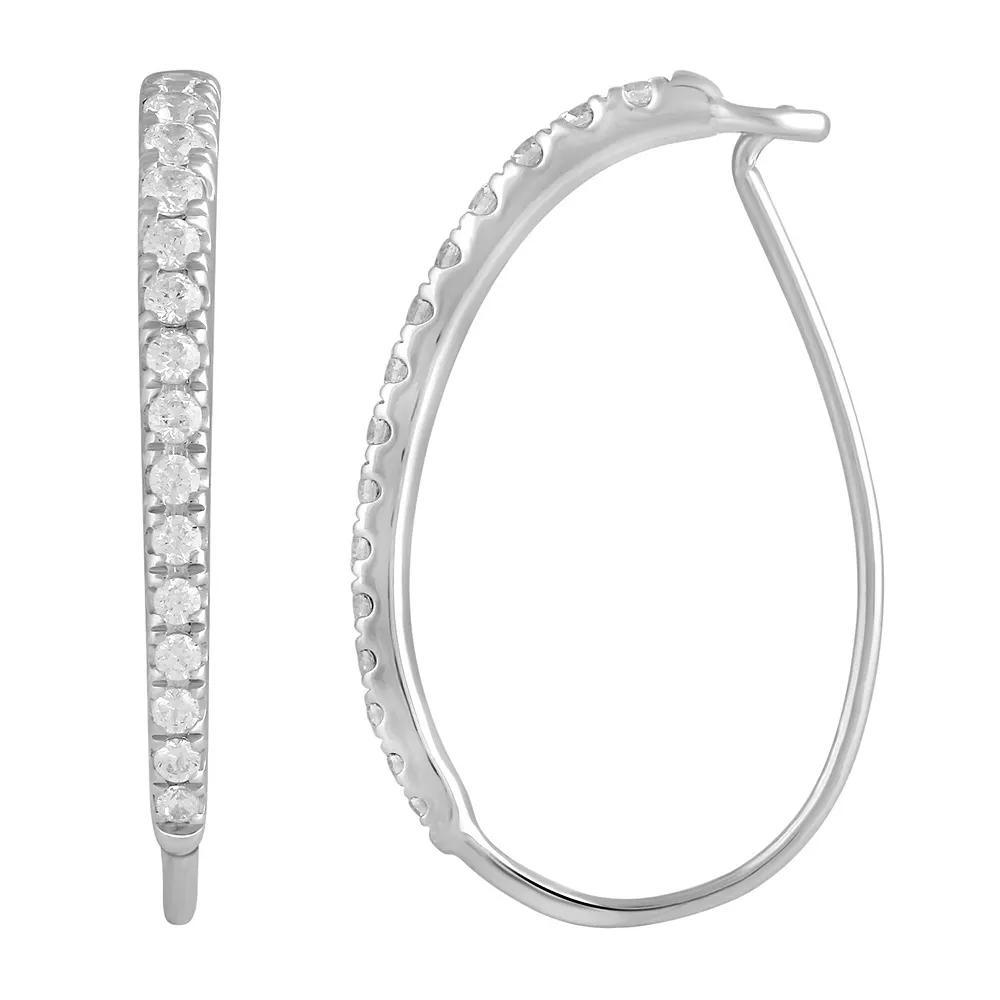 Royal Aura Sterling Silver 1/2 Carat T.W. Diamond Hoop Earrings, Women's Product Image