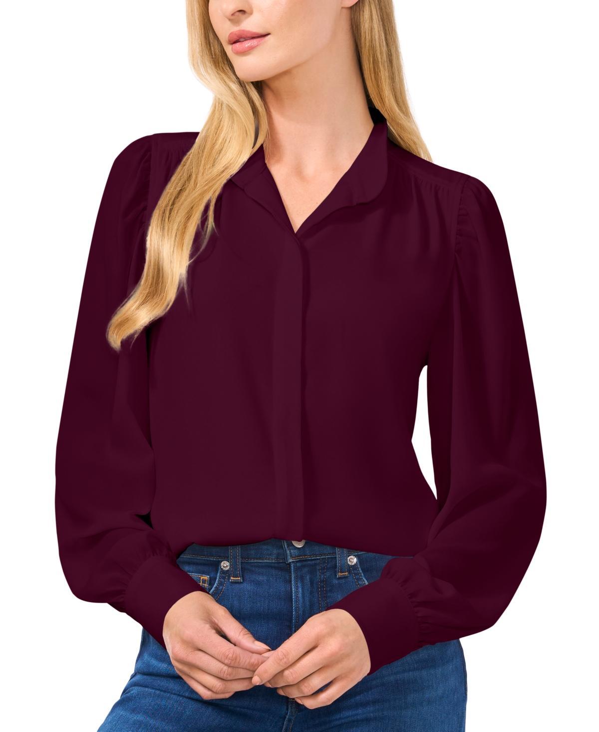 CeCe Womens Stand-Collar Long-Sleeve Blouse Product Image