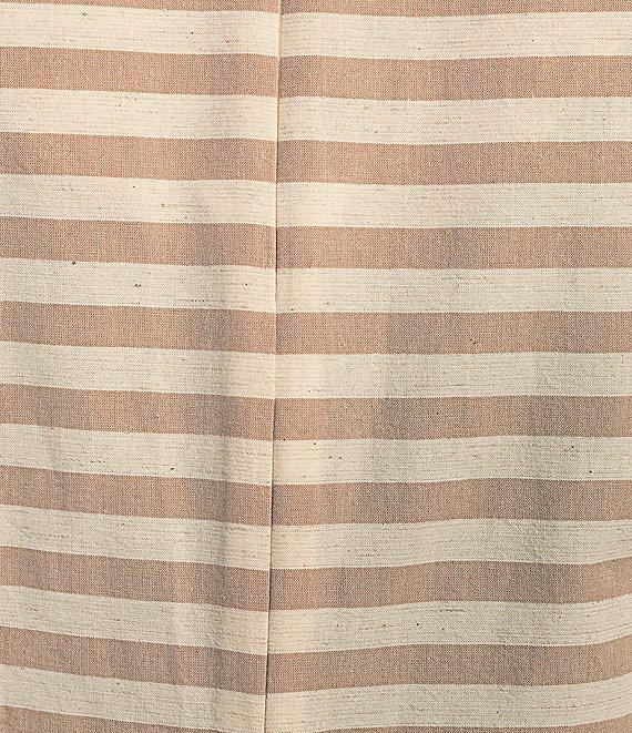 COREY LYNN CALTER Yolanda Woven Stripe Print Round Neck Short Sleeve Coordinating Peplum Top Product Image