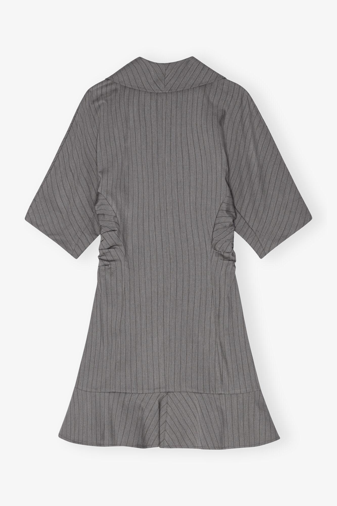 Grey Striped Suiting Mini Dress Product Image