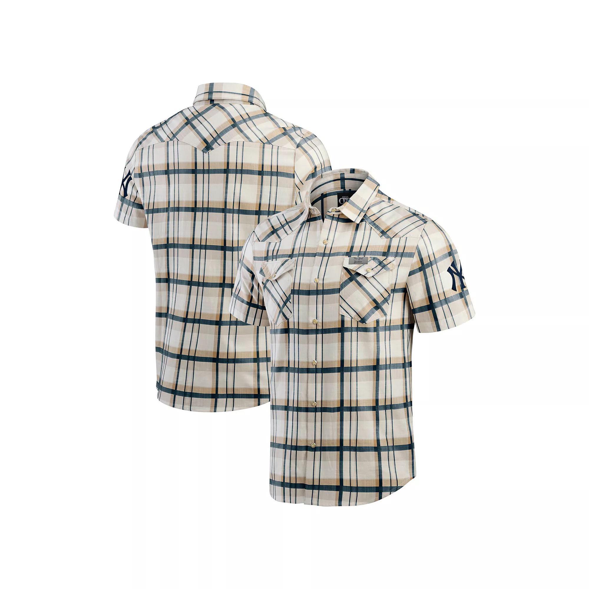 Men's Darius Rucker Collection by Fanatics Navy New York Yankees Plaid Full-Snap Shirt,  Product Image