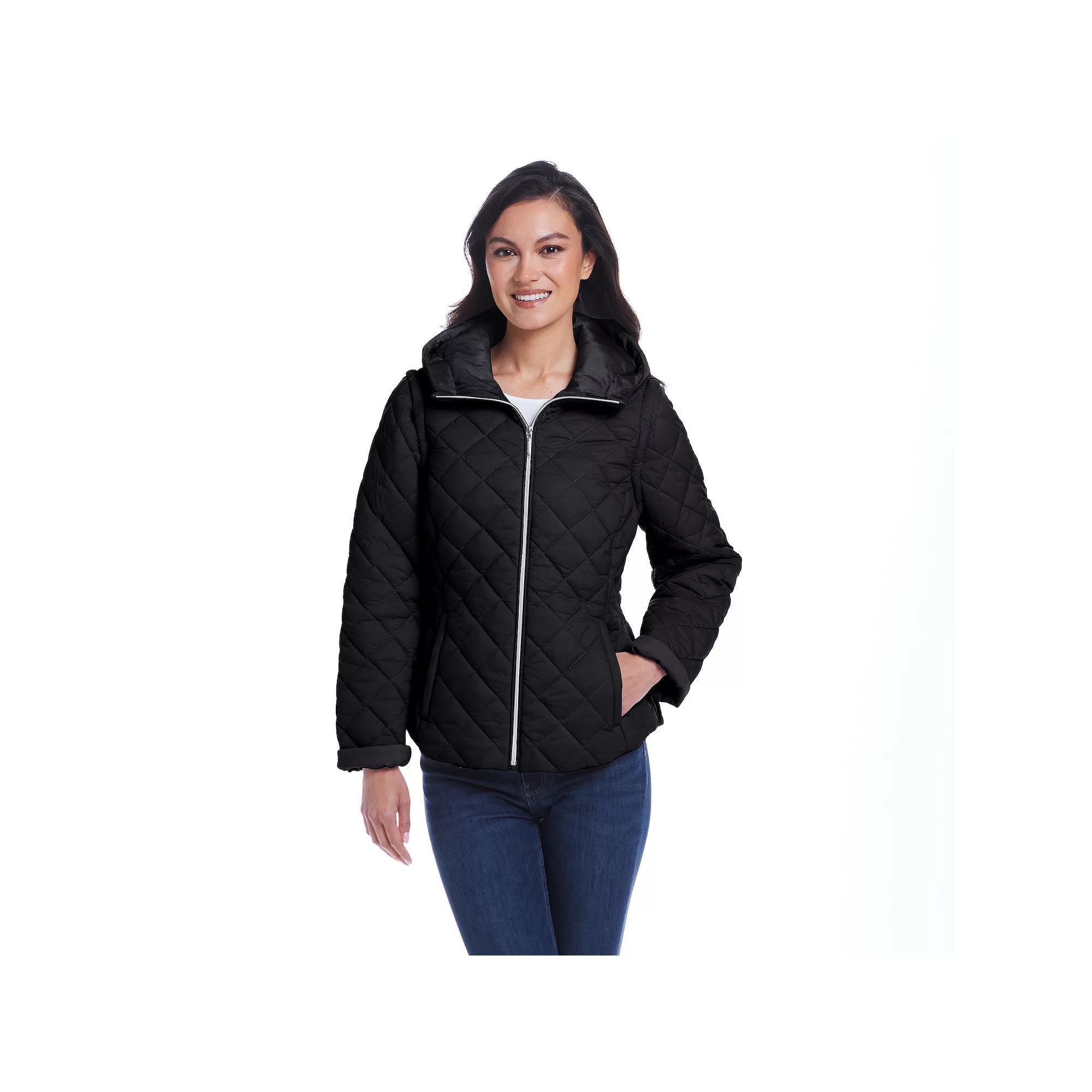 Women's Weathercast 2-in-1 Quilted Hooded Jacket with Zip Off Sleeves,  Product Image