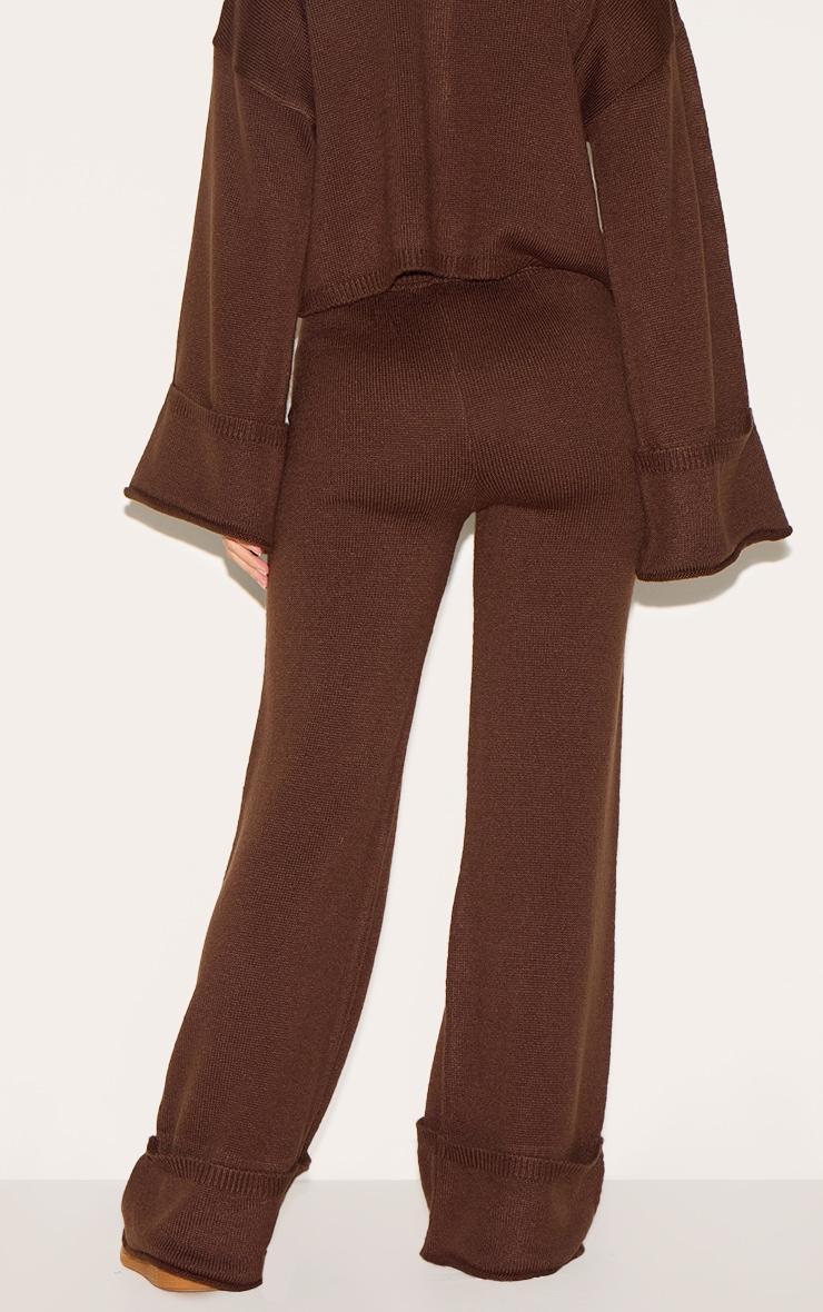 Chocolate Turn Up Hem Knit Pants Product Image