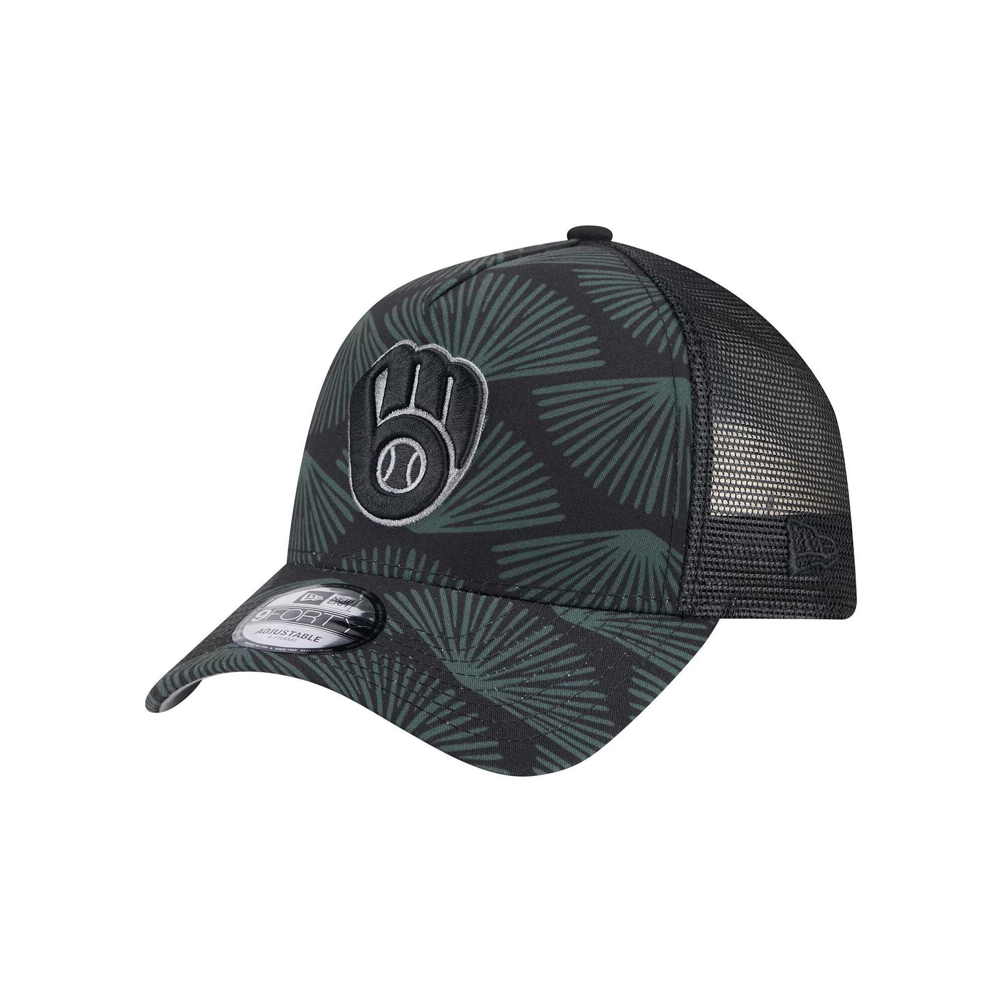 Men's New Era  Black Milwaukee Brewers 9FORTY A-Frame Trucker Adjustable Hat Product Image
