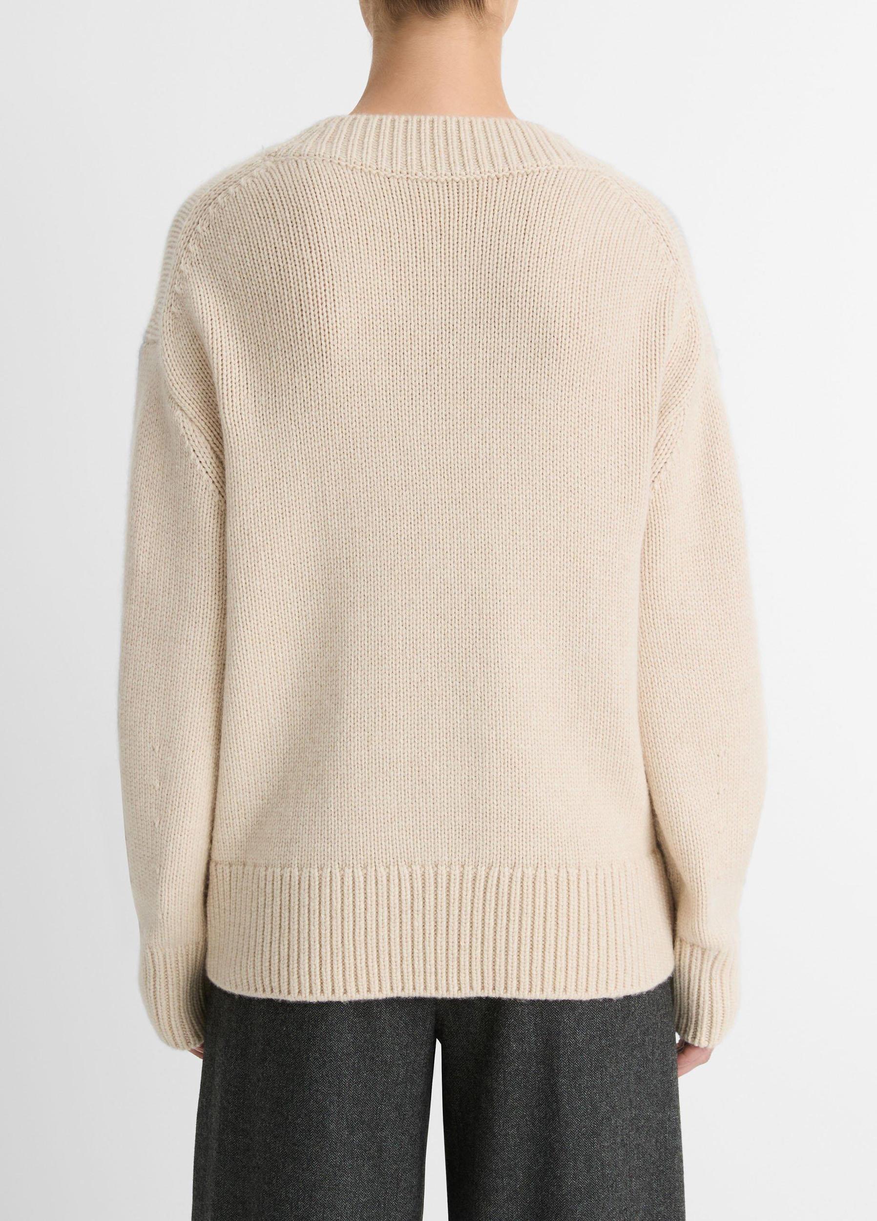 Wool and Cashmere Drop-Shoulder V-Neck Sweater Product Image