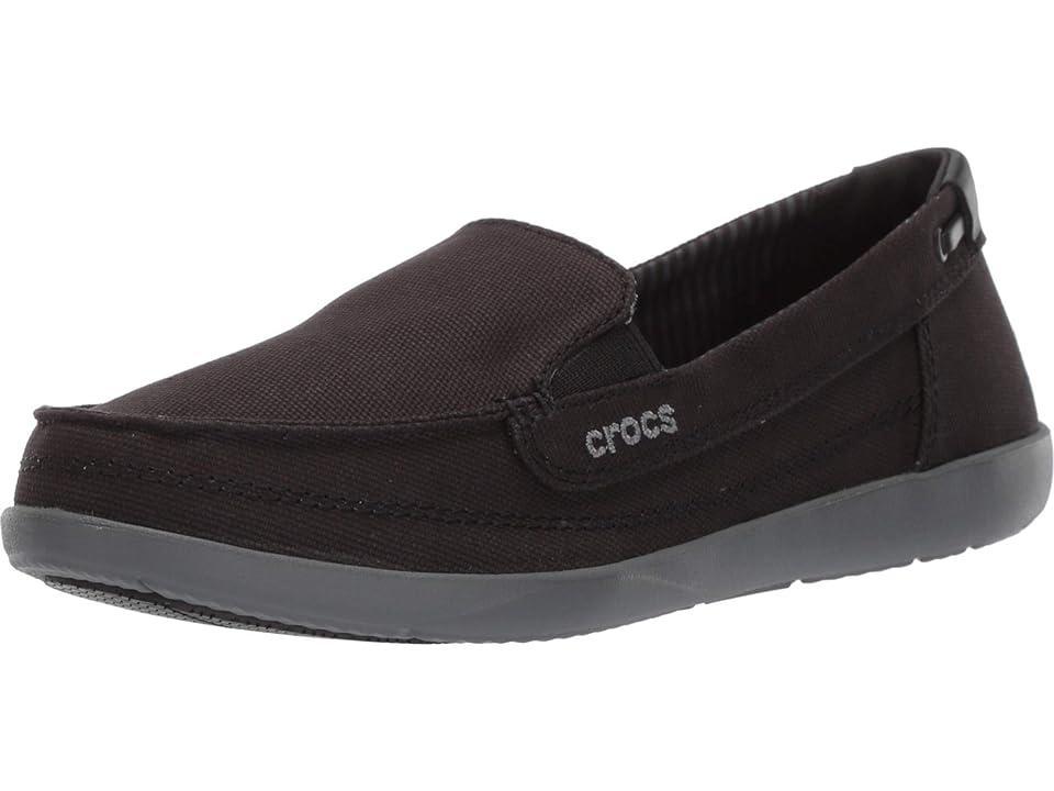 Crocs Walu Canvas Loafer (Black/Slate Grey) Women's Slip on Shoes Product Image