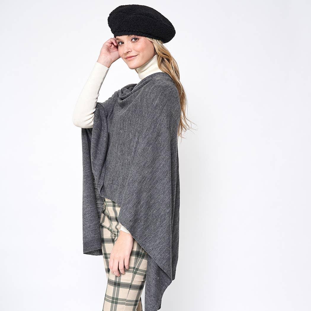 Dark Tone Solid Diamond Shape Scarf Poncho Product Image