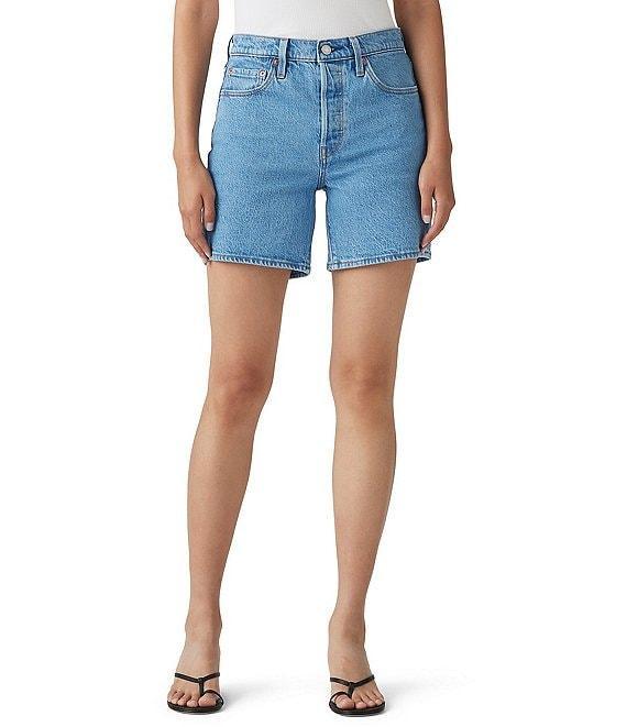 Levi's® 501® Original High Rise Mid Thigh Distressed Denim Shorts Product Image