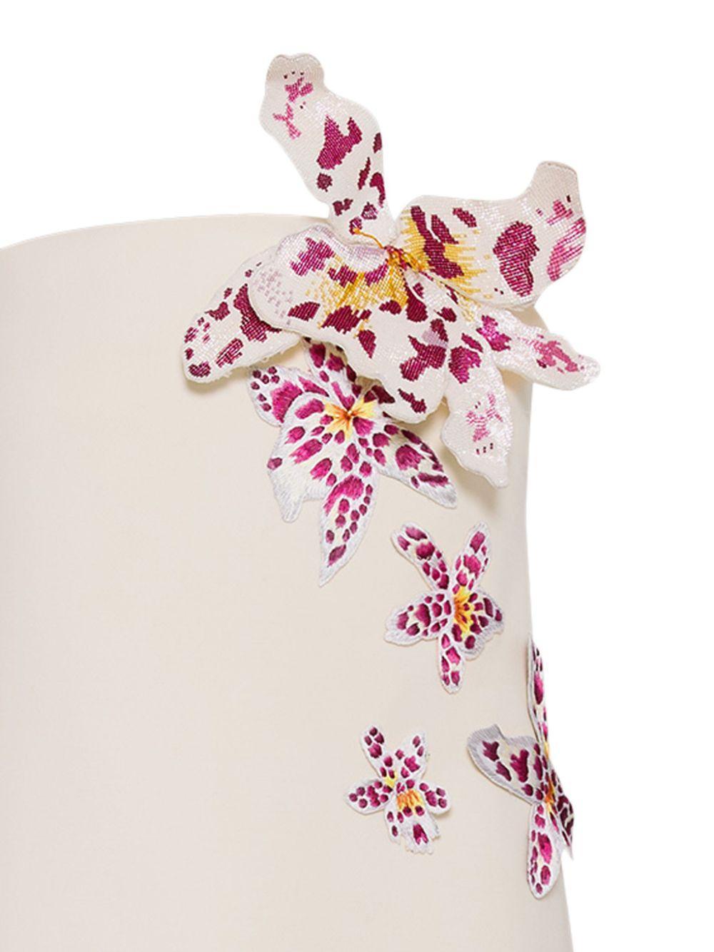 OSCAR DE LA RENTA Strapless Orchid Bugle Bead Watercolor Dress In White Product Image