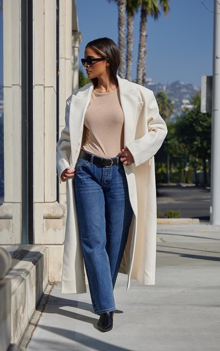 Ecru Structured Extreme Oversized Double Breasted Coat Product Image