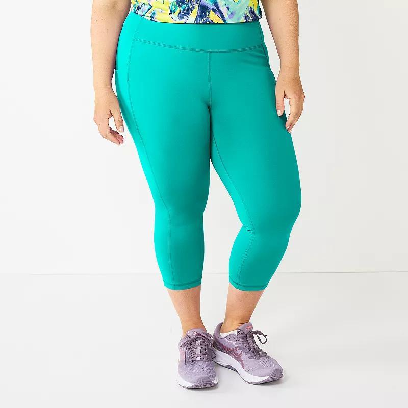 Plus Size Tek Gear Ultrastretch Pocket High-Waisted Capri Leggings, Womens Product Image