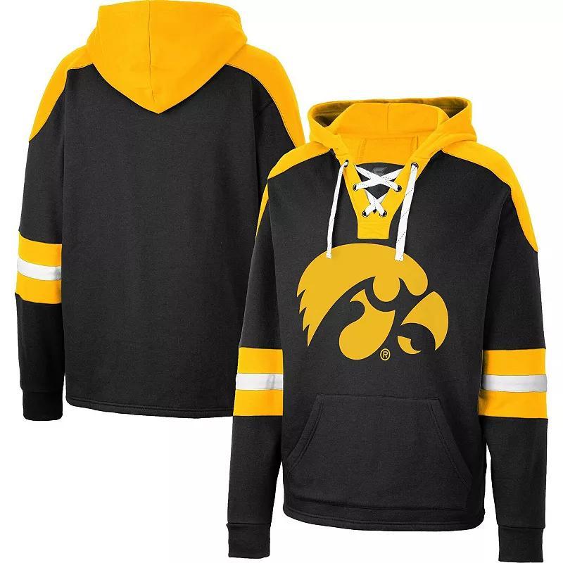 Men's Colosseum Black Iowa Hawkeyes Lace-Up 4.0 Pullover Hoodie, Size: Medium Product Image
