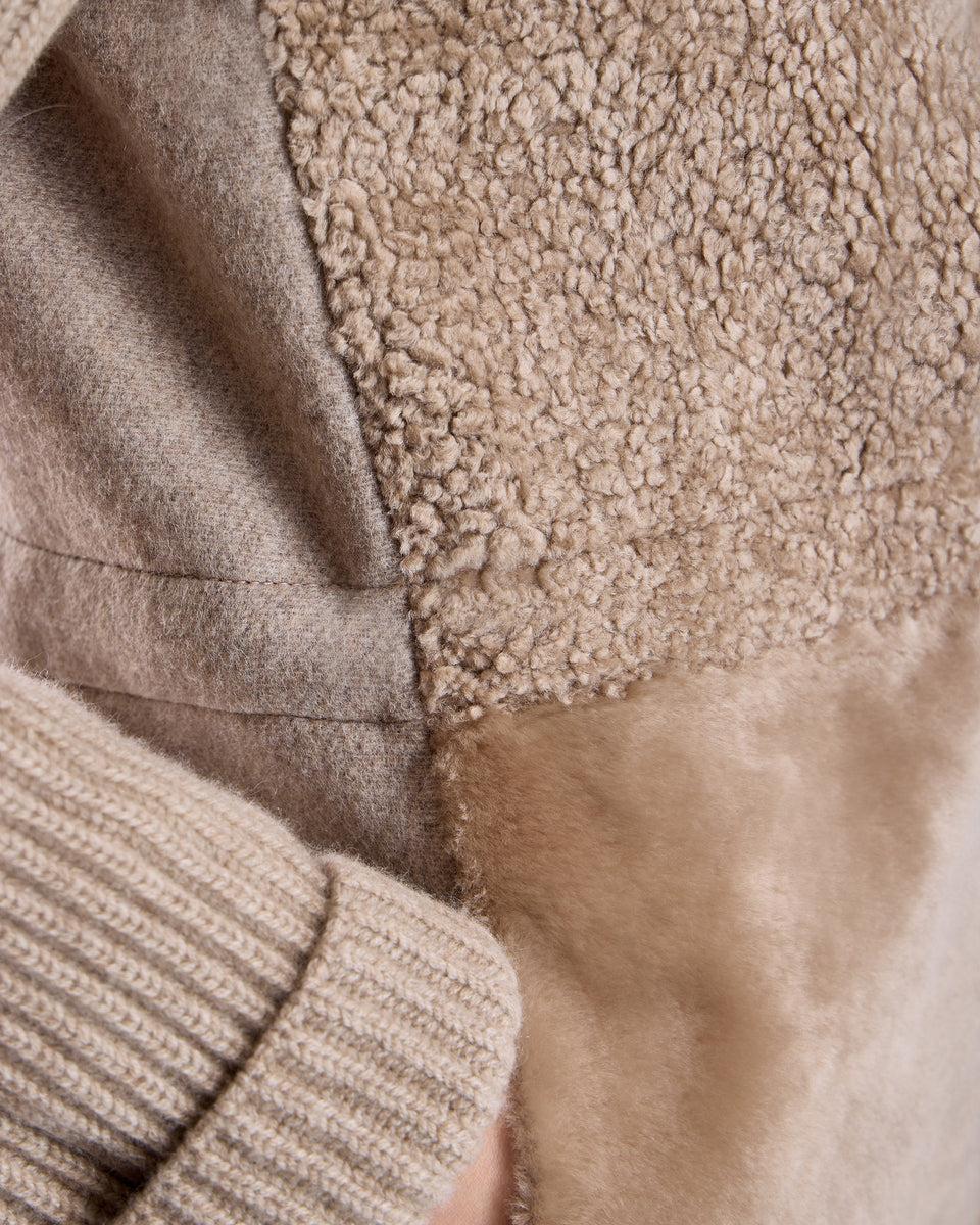 Hooded Shearling Jacket with Zipper Product Image