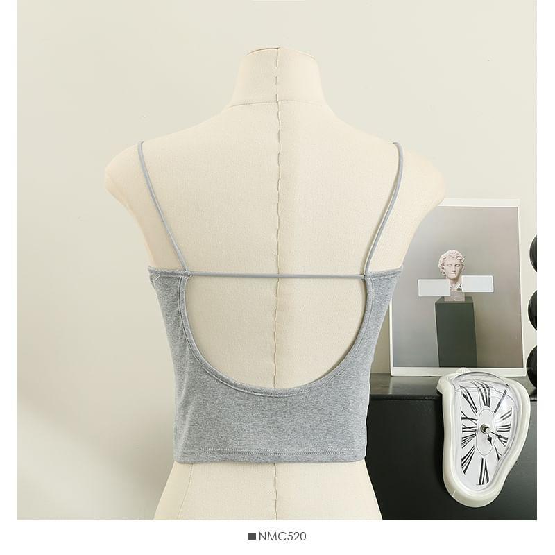 Open-Back Plain Cami Top with Pads Product Image