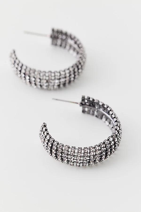 Net Rhinestone Hoop Earring Womens at Urban Outfitters Product Image