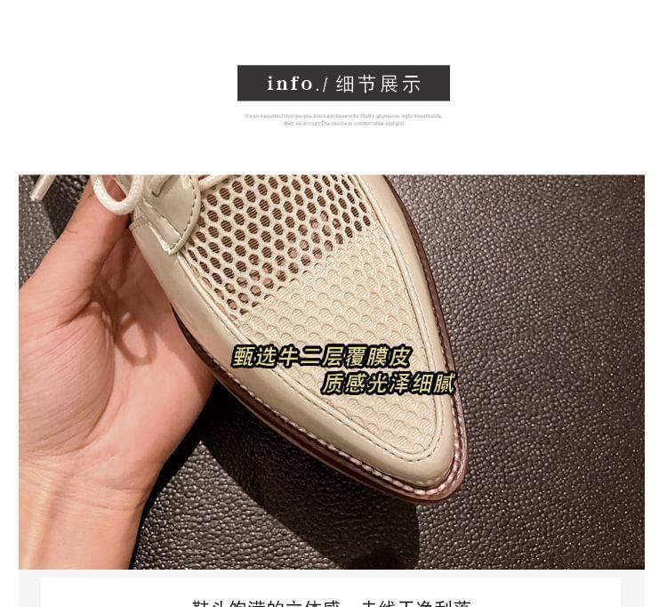 Mesh Panel Chunky Heel Lace-Up Shoes Product Image