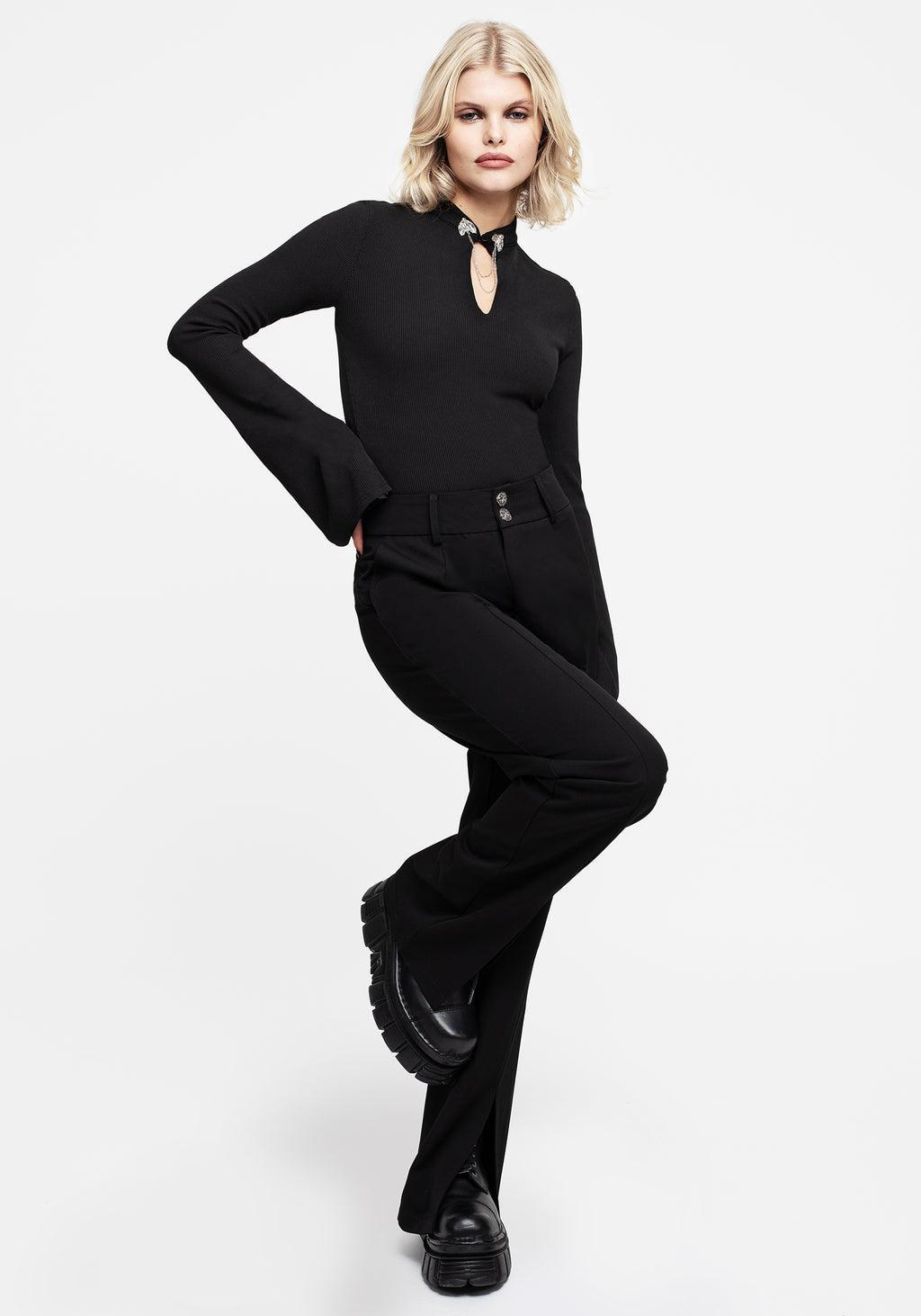 Styx Moth Choker Collar Flare Sleeve Top Product Image