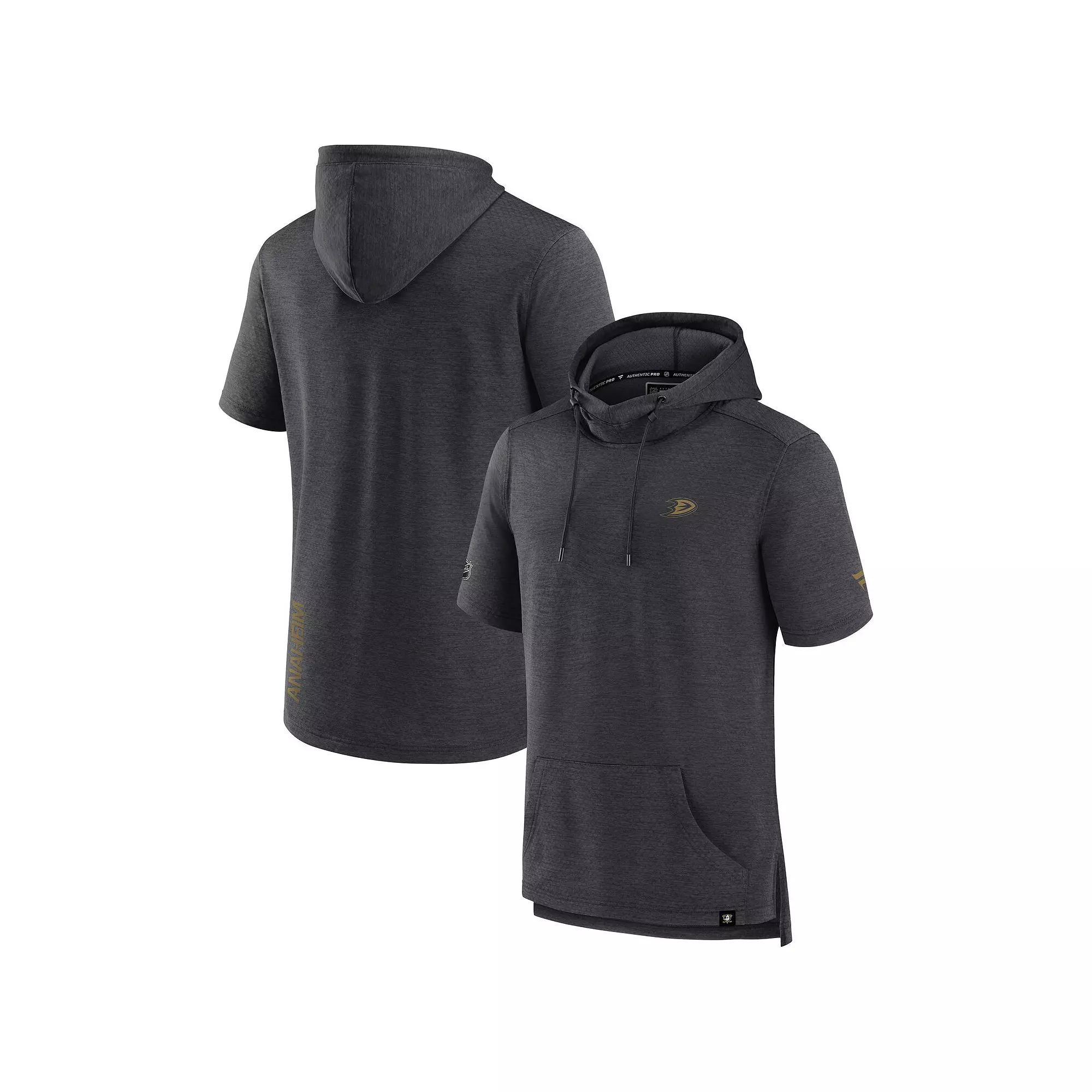 Men's Fanatics Branded Heather Deep Sea Blue Seattle Kraken Authentic Pro Short Sleeve Pullover Hoodie,  Product Image