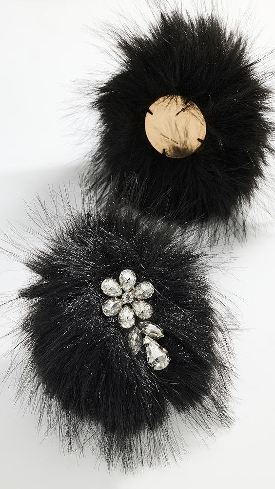 Simone Rocha Crystal Flower Pom Pom Earrings | Shopbop Product Image