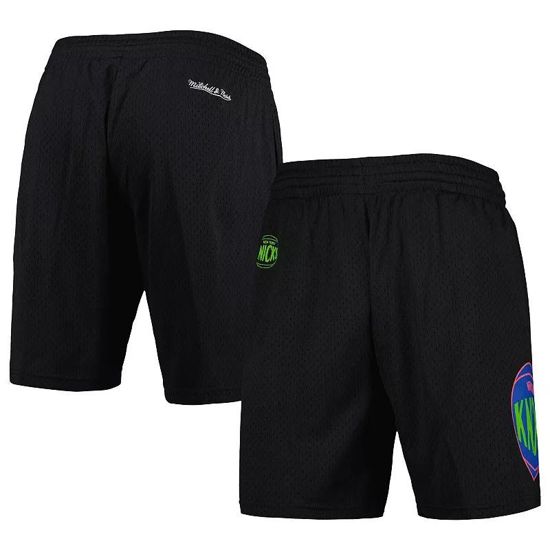 Men's Mitchell & Ness Black New York Knicks Hardwood Classics Color Bomb Energy Shorts,  Product Image