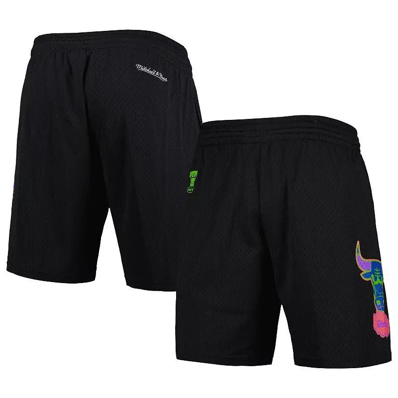 Men's Mitchell & Ness Black Chicago Bulls Hardwood Classics Color Bomb Energy Shorts,  Product Image