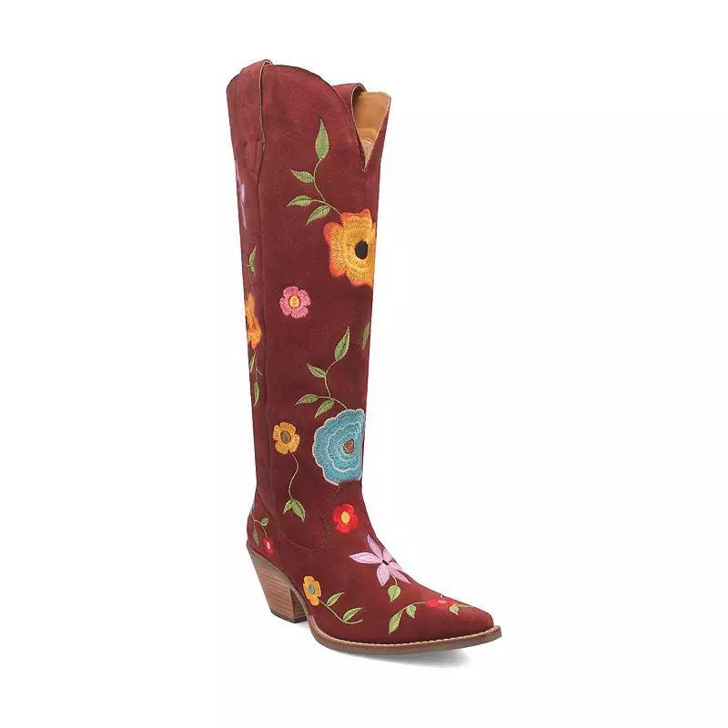 Dingo Flower Power Women's Suede Boots, Size: 7, Red Product Image