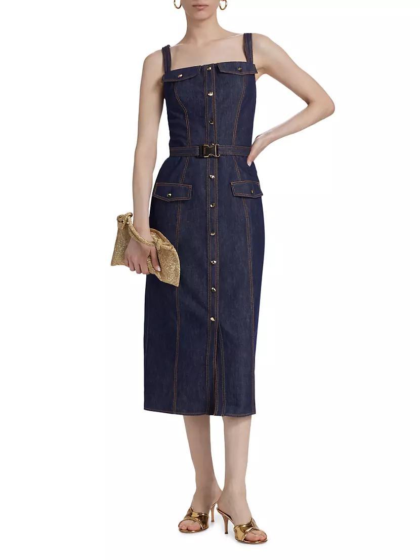 Shea Denim Button-Front Midi-Dress Product Image