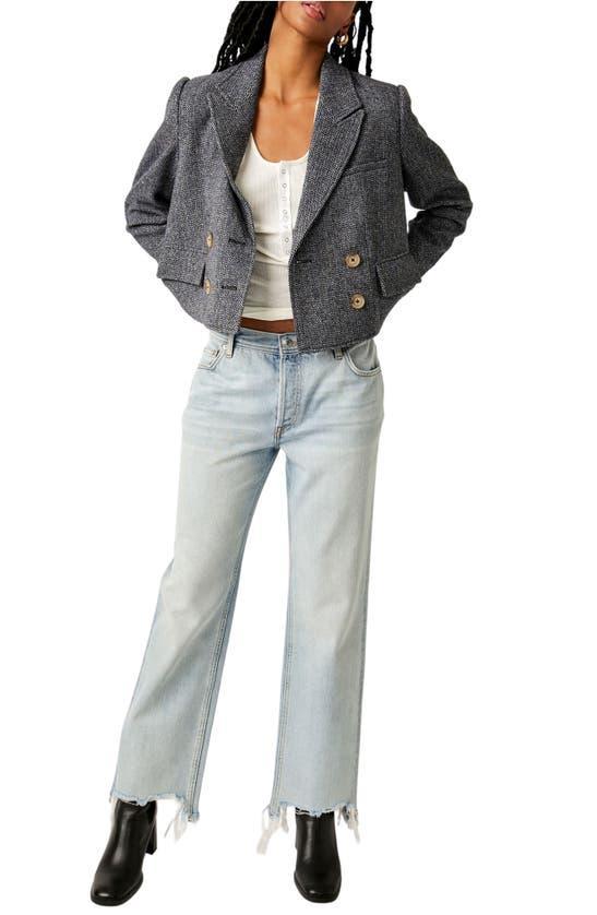 Heritage Double Breasted Crop Blazer In Grey Product Image