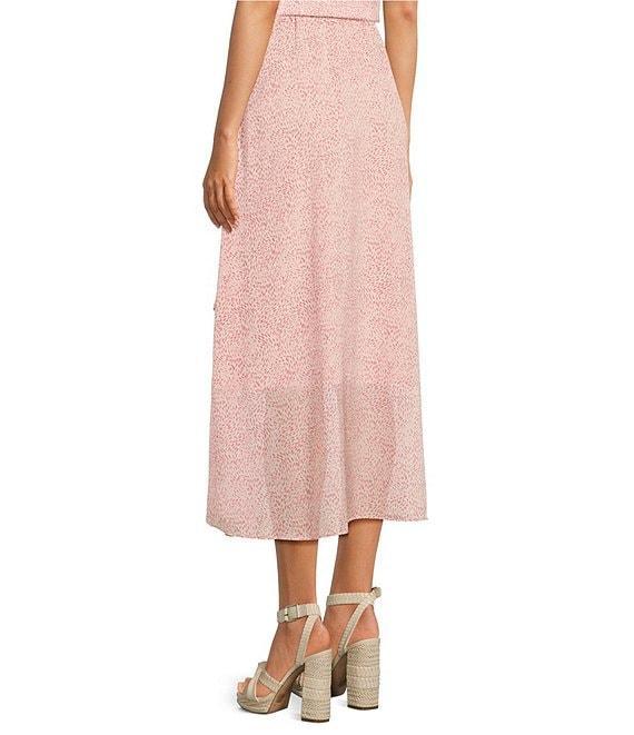 Vince Camuto Raining Dots Print Faux Wrap Woven Yoryu Midi Skirt Product Image