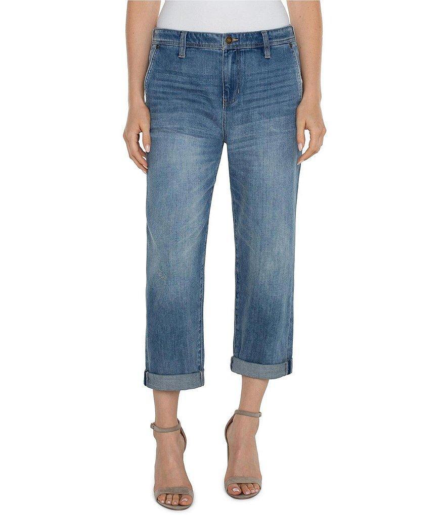 Liverpool Los Angeles Norma Denim Relaxed Roller Crop Mid Rise Jeans Product Image