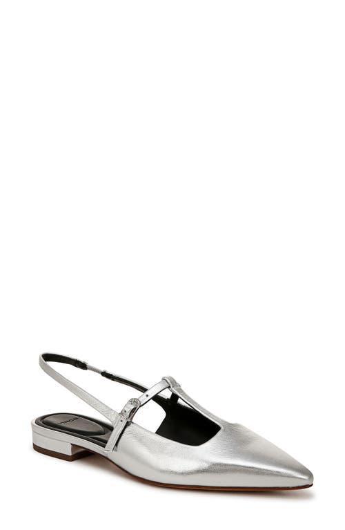 Lliana Metallic T-strap Ballerina Flats In Silver Leather Product Image