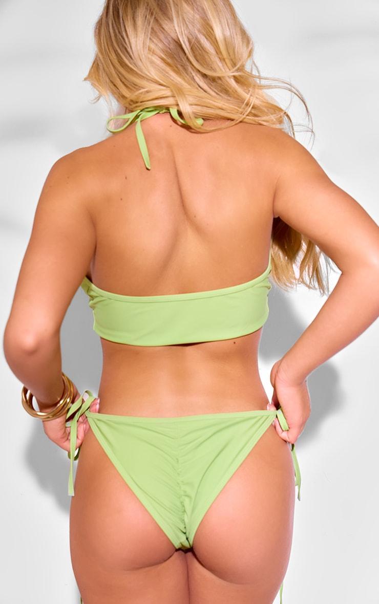 Green Gold Trim Tie Side Bikini Bottoms Product Image