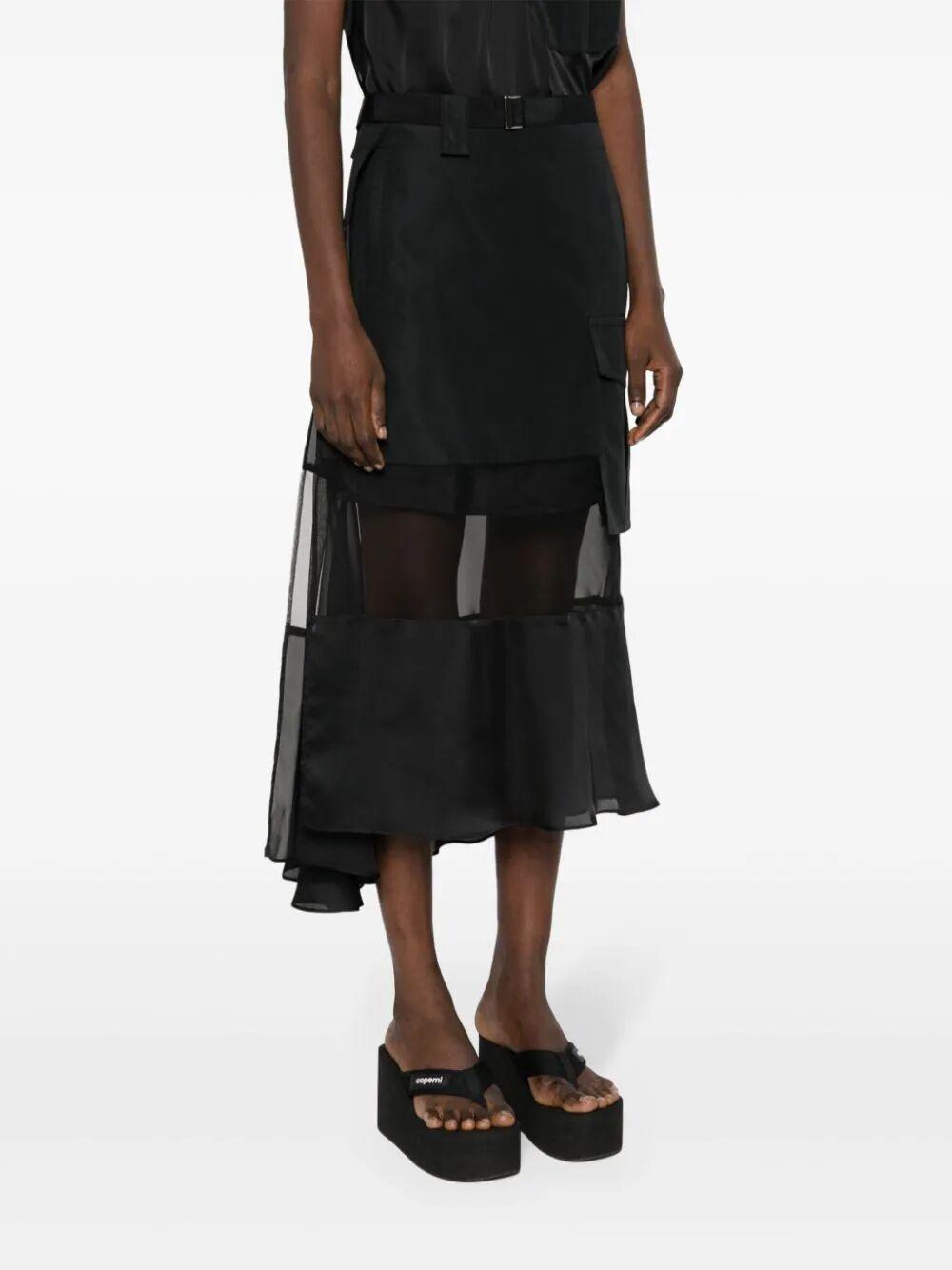 SACAI Fabric Combo Skirt In Black Product Image