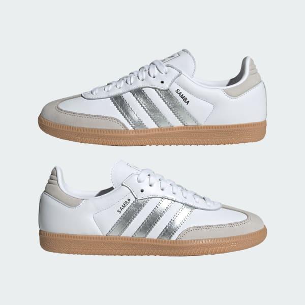 Womens adidas Samba OG Athletic Shoe - Cloud White / Collegiate Green / Grey Two Product Image