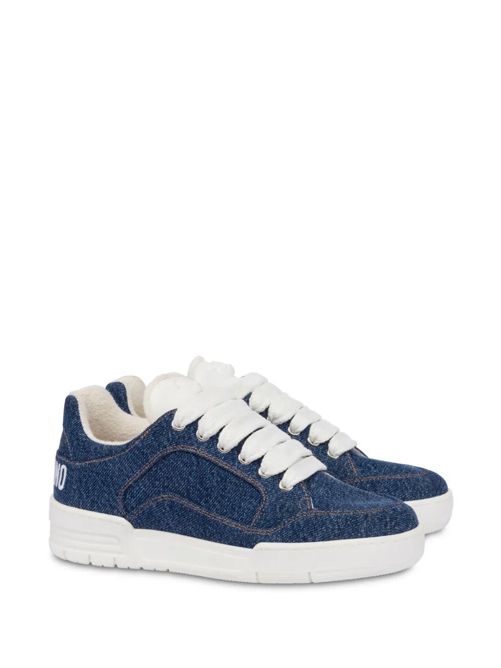 logo-print chunky denim sneakers Product Image