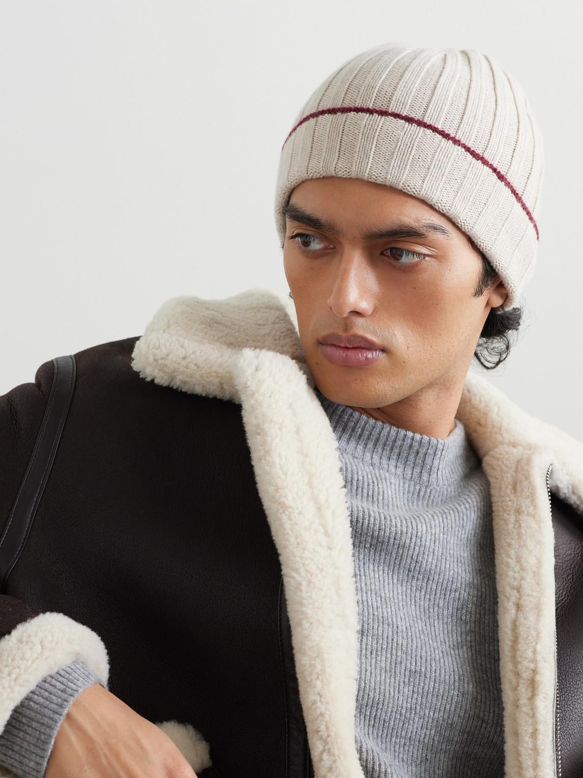 BRUNELLO CUCINELLI Ribbed Cashmere Beanie In Neutrals Product Image