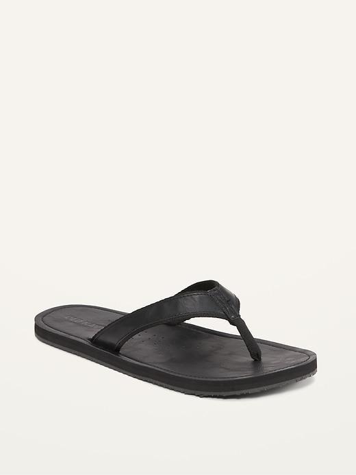 Faux-Leather Flip-Flop Sandals for Men Product Image