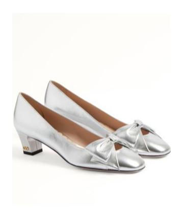 VALENTINO GARAVANI Bowow Pumps In Laminated Nappa 45mm Woman Silver 40.5 Product Image